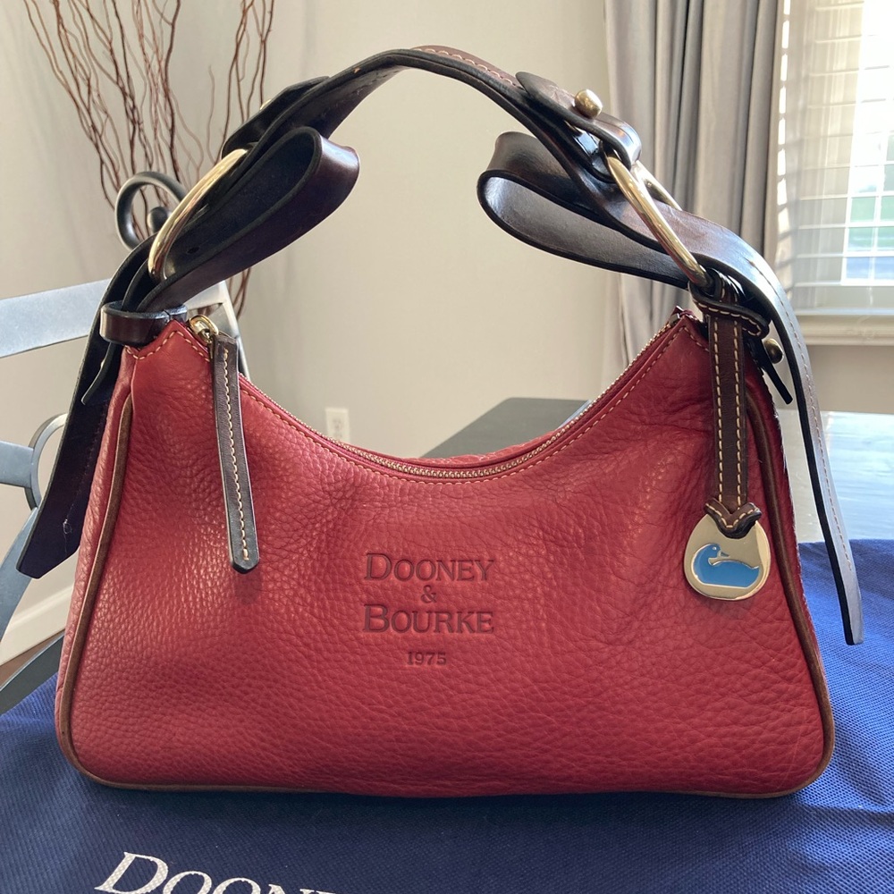 Dooney & Bourke Leather Pebbled Hobo Vintage Shoulder Bag (Red)